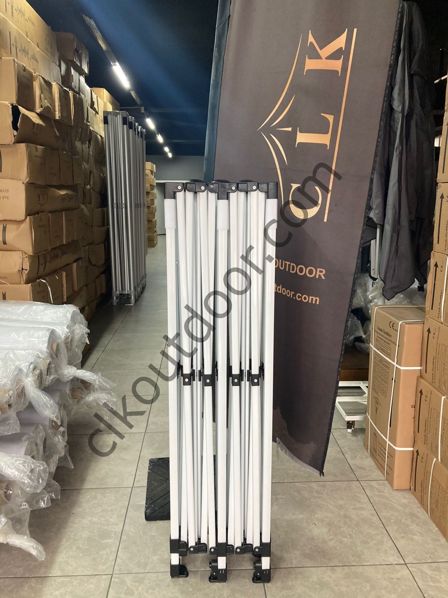 CLK 3x6 Katlanabilir Tente Gazebo Portatif Çadır 30 mm 1 Tam Duvar 3 Yarım Duvar