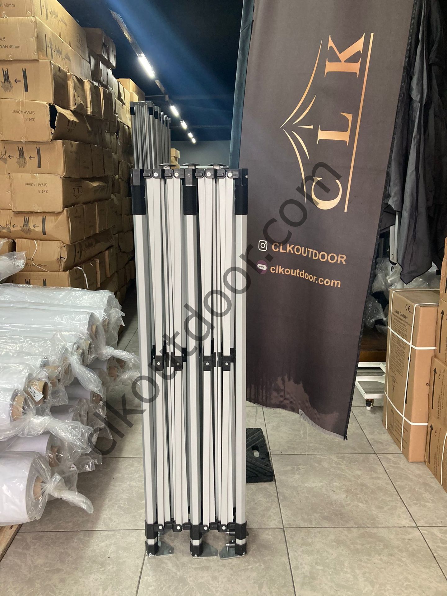 CLK 3x6 40mm Alüminyum Katlanabilir Tente Gazebo Çadır 3 Kenar Yarım Duvarlı