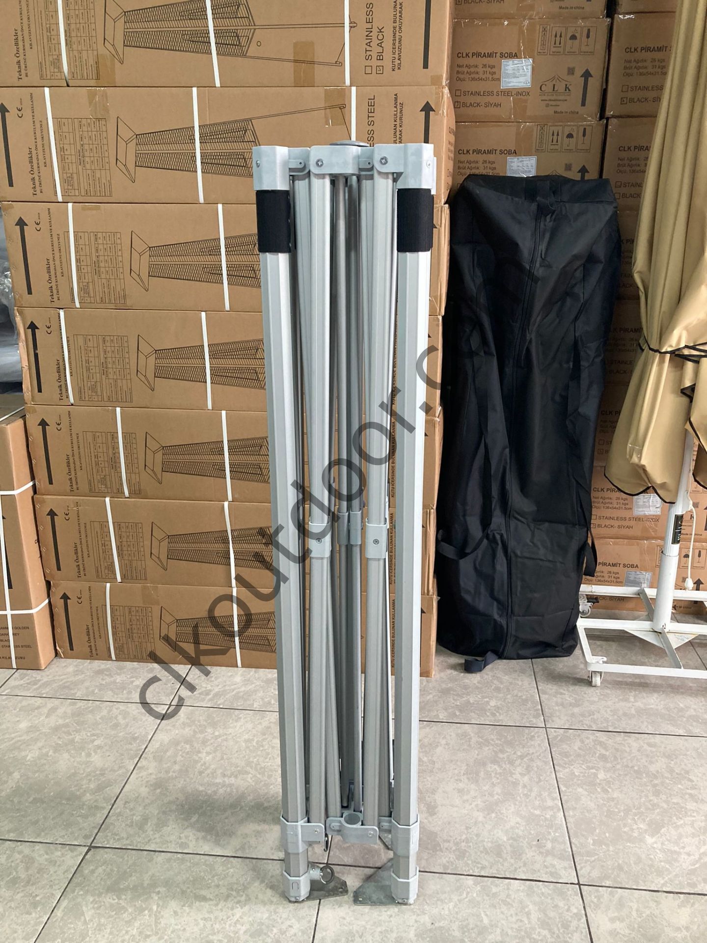 CLK 2,5x2,5 52mm Kalın Alüminyum Katlanabilir Tente Gazebo Çadır 1 Tam 2 Yarım Duvar