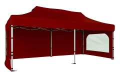CLK 5x10 52mm Kalın Alüminyum Katlanabilir Tente Gazebo Çadır 3 Yan Duvarlı 2 Pencereli