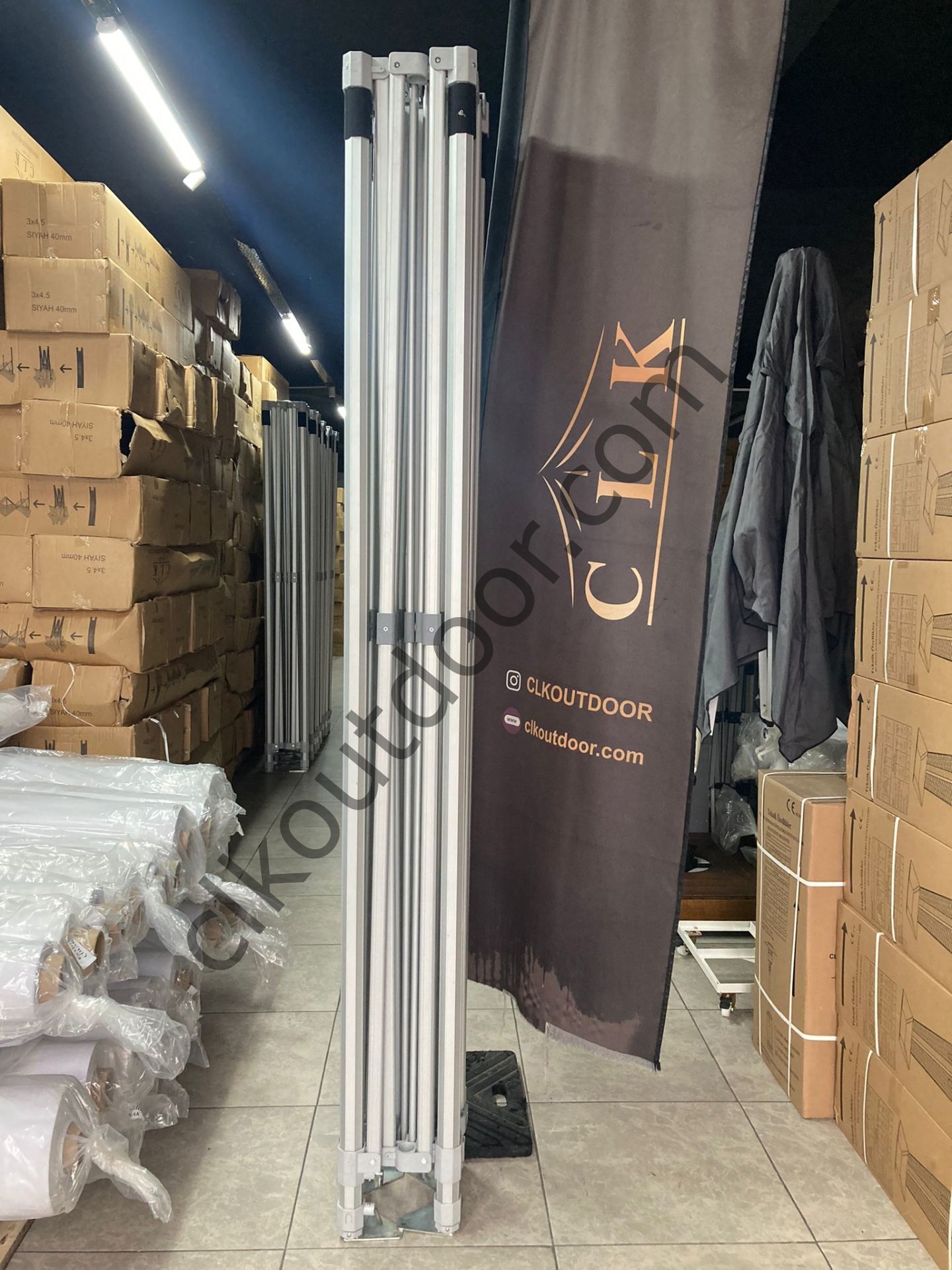 CLK 5x5 52mm Kalın Alüminyum Katlanabilir Tente Gazebo Çadır 2 Yarım Duvar 1 Tam Duvarlı