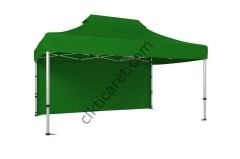 CLK 3x4,5 Katlanabilir Tente Gazebo Portatif Çadır 30 mm Arkası Kapalı Benetton Yeşil