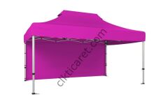 CLK 3x4,5 Katlanabilir Tente Gazebo Portatif Çadır 30 mm Arkası Kapalı Pembe