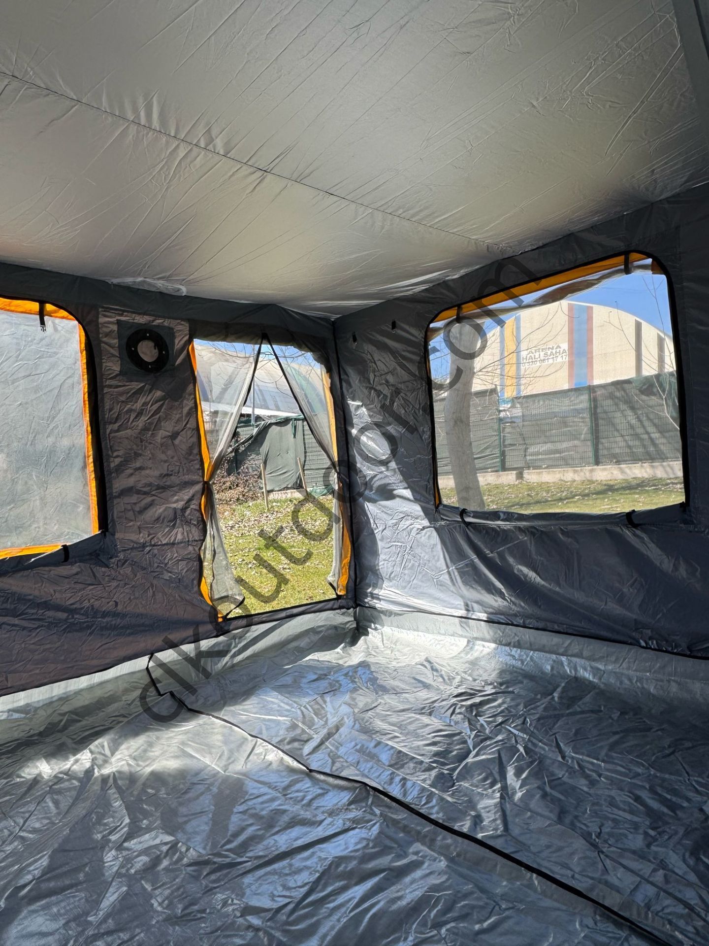 CLK 3x3 Metre 30mm Yeni Nesil 2 Kapı 4 Pencereli Gazebo Kamp Çadırı Portatif TENTELİ Model Gri