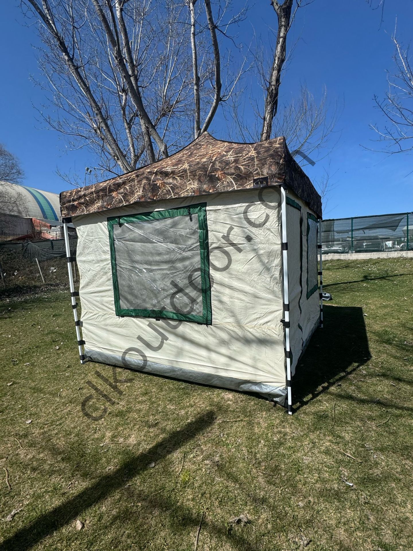 CLK 3x3 Metre 30 mm Profil Yeni Nesil 2 Kapı 4 Sineklikli  Portatif Katlanır Portatif Gazebo Kamp Çadır Krem