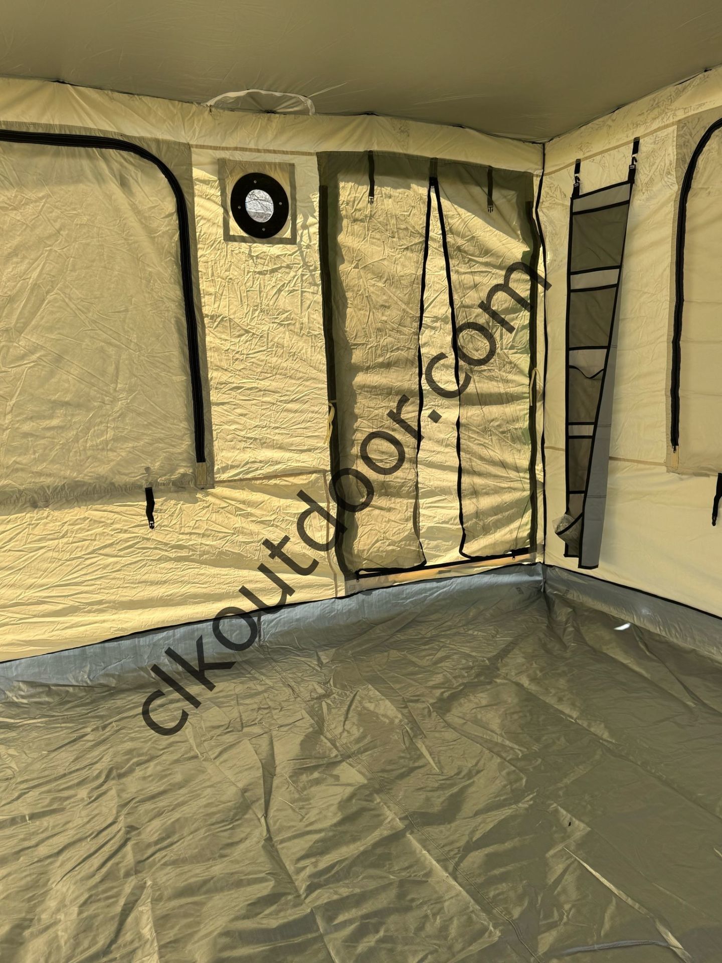 CLK 3x3 mt 40 mm Yeni Nesil 2 Kapı 4 Pencere Gazebo Portatif Kamp Çadırı Krem