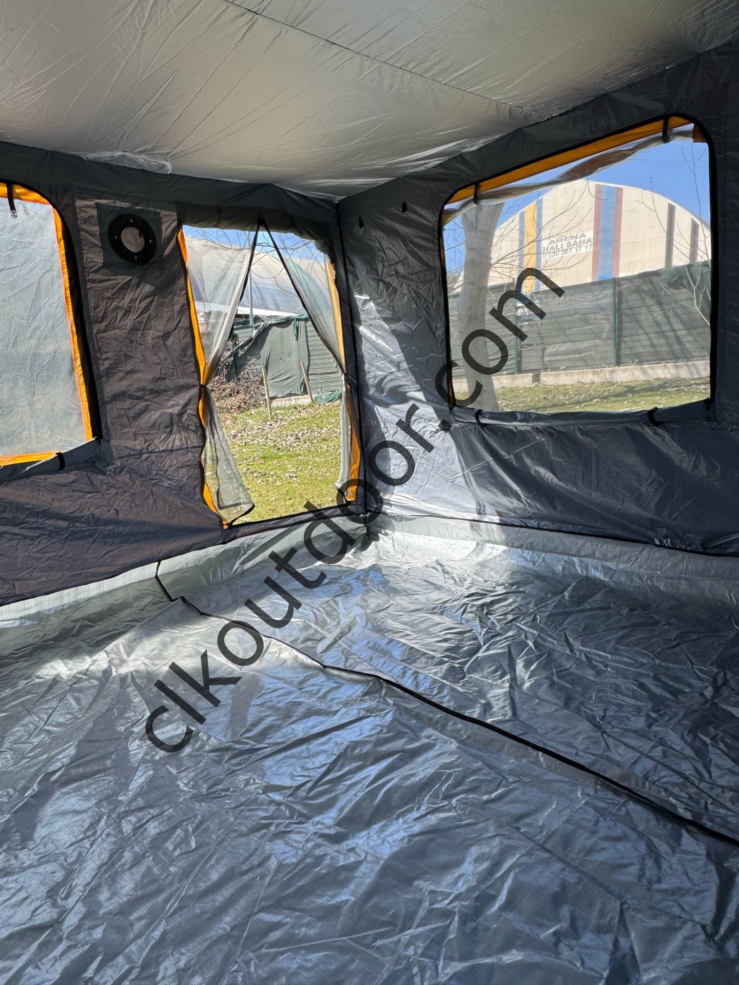 CLK 3x3 mt 40 mm İskelet Yeni Nesil 2 Kapı 4 Pencere Gazebo Portatif Kamp Çadırı Gri