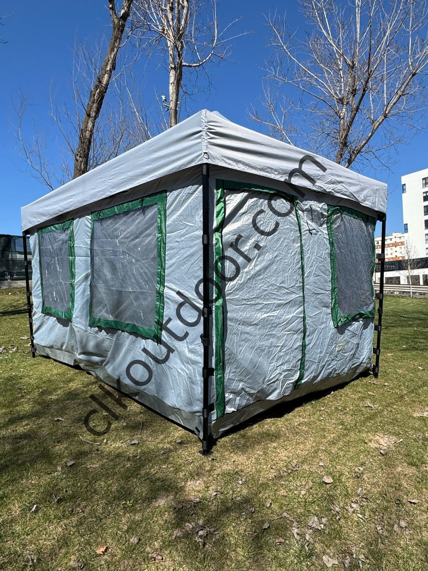 CLK 3x4,5 mt 30 mm İskelet Gazebo Portatif Kamp ve Karavan Çadırı Katlanabilir Tente Gri